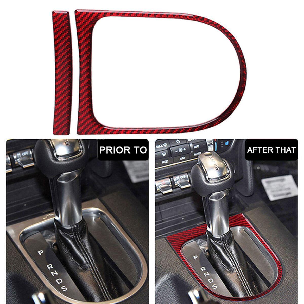 Red carbon fiber gear shifter decal sticker suitable for Ford for Mustang 2015 - 2017