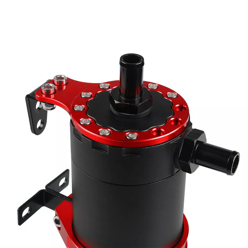 Round Oil Tank Baffled Aluminum Oil Catch Can Resevoir Tank Kit Car Racing Red