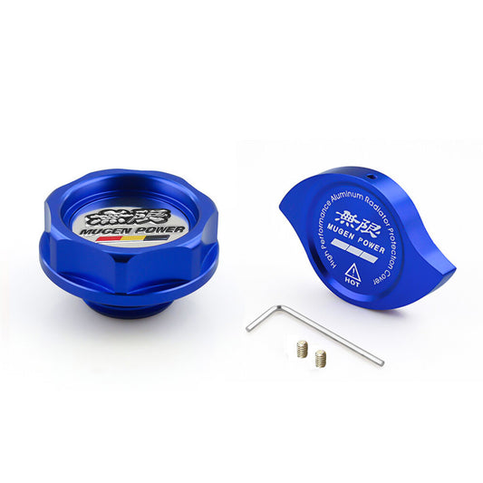 Blue JDM Aluminum Racing Engine Oil Filler Cap+ Radiator Cap for Honda for Acura
