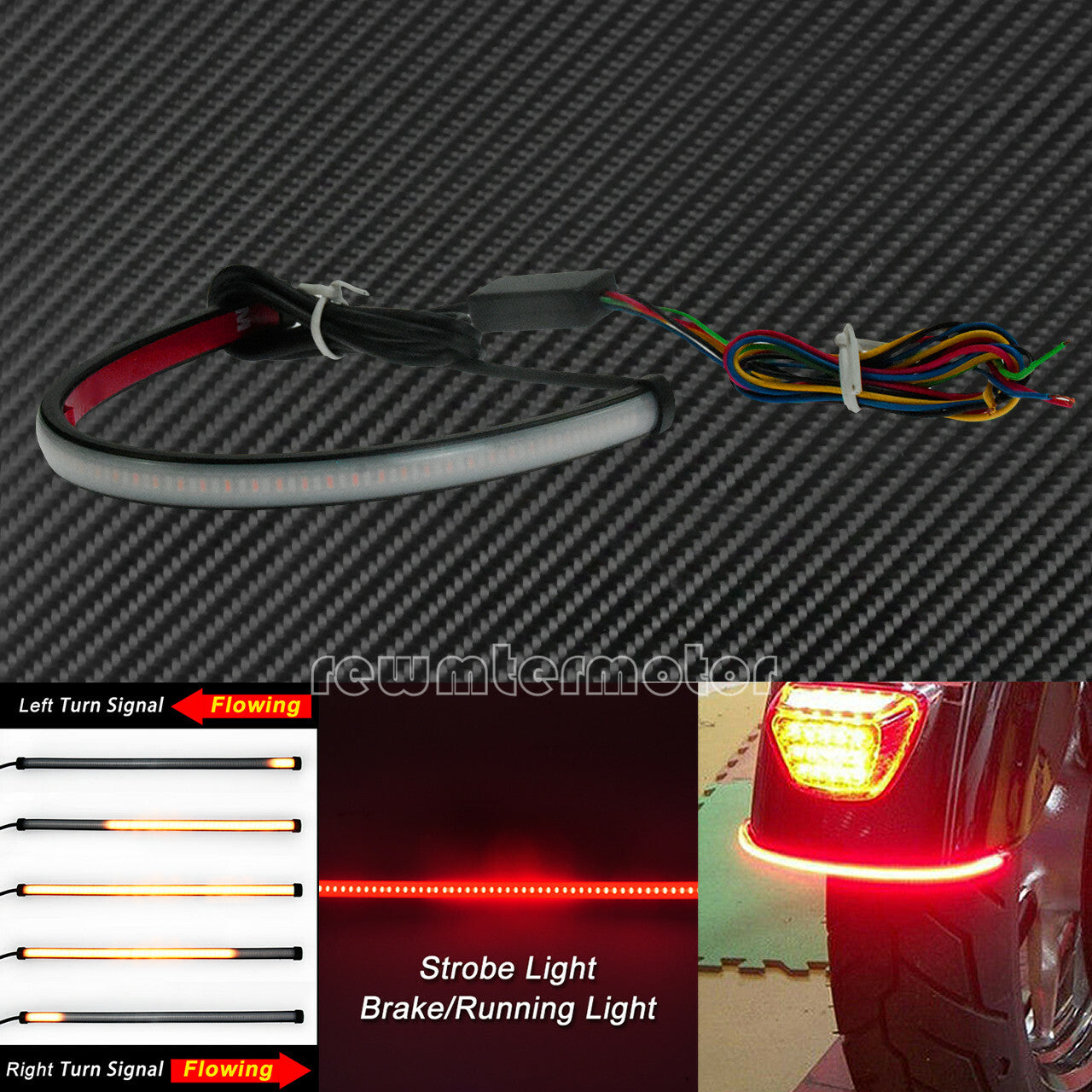 Motorcycle Flexible Flowing Turn Signal Brake Tail LED Light Fit for BMW ATV