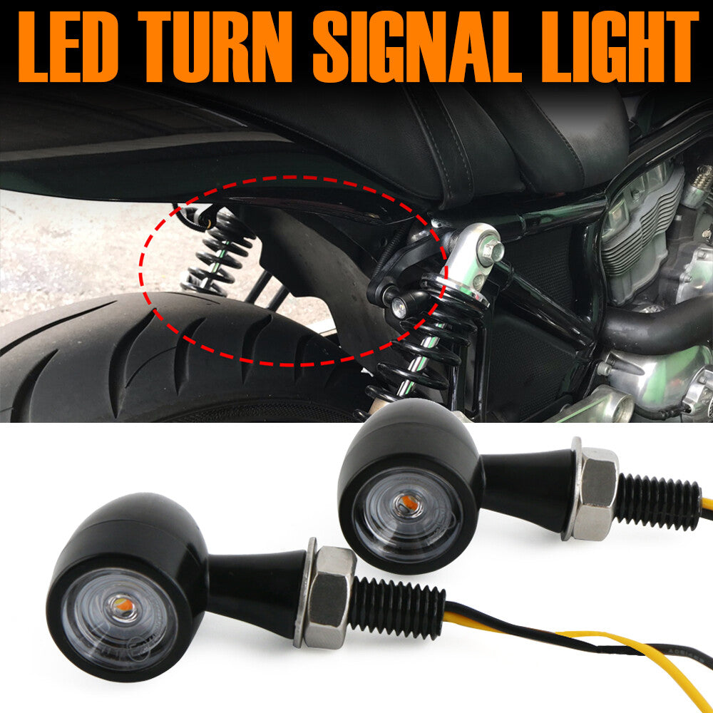 Black motorcycle LED for mini turn signal yellow flashing light for Bobber Cafe Racer