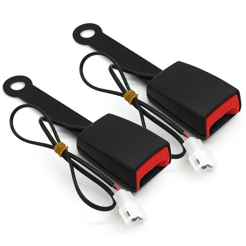 2 Pack For Car for Seat Belt Buckle Socket Plug Connector With Warning Cable Black