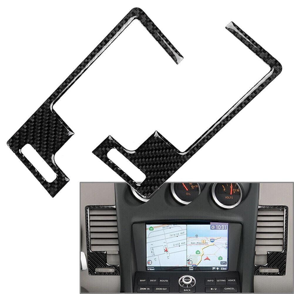 2x Fit for Nissan 350z 03-09 Carbon Fiber Central Air Vent Outlet Frame Cover Trim