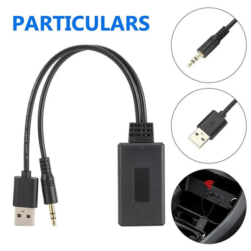 Car Wireless Bluetooth Receiver USB 3.5mm Aux Media Music Player Cable Adapter