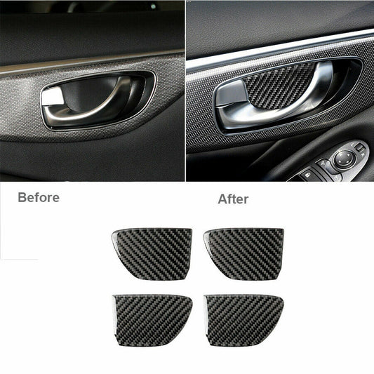 for Infiniti Q50 Q60 2014-2019 Carbon Fiber Inner Door Handle Bowl Cover Trim