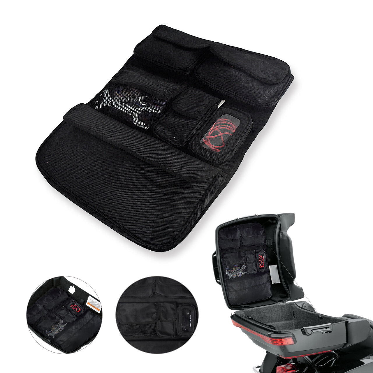 Tour Pak Pack Lid Organizer Bag Pouch Fit For Touring Ultra Classic King Chopped