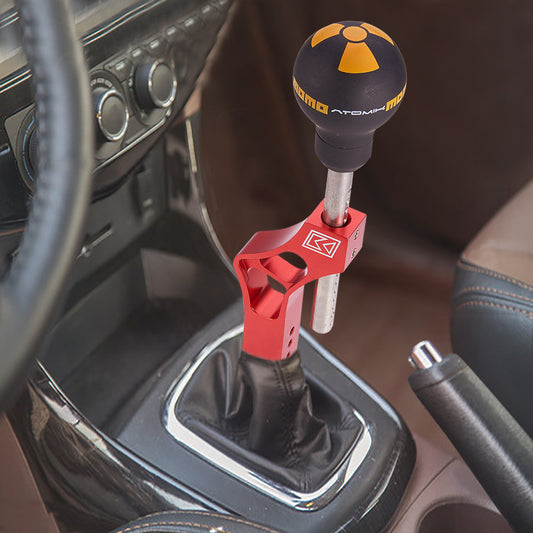 Car Lever Extension Adjustable Height For Shift Knob w/ Adapter Red Aluminium
