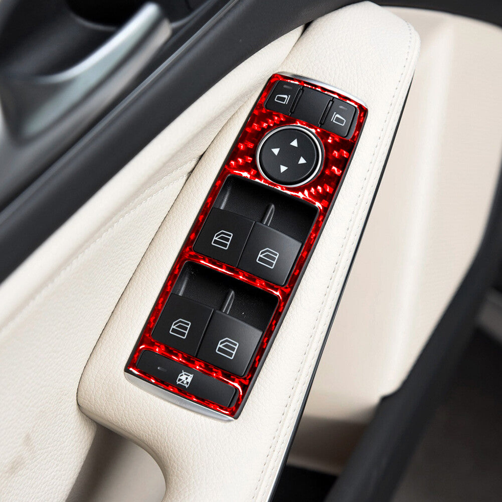 4X Red Window Buttons Trim Cover for Mercedes Benz CLA 2014-2018 /GLA 2015-2018