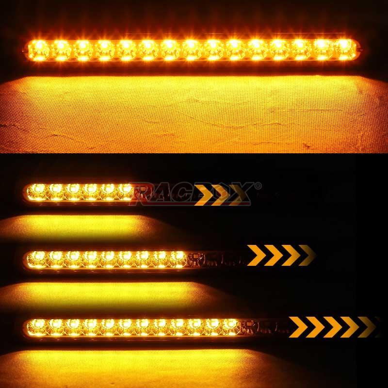 2X 15 LED Flowing Turn Signal Brake Rear Tail Light Bar Trailer Truck Stop Amber