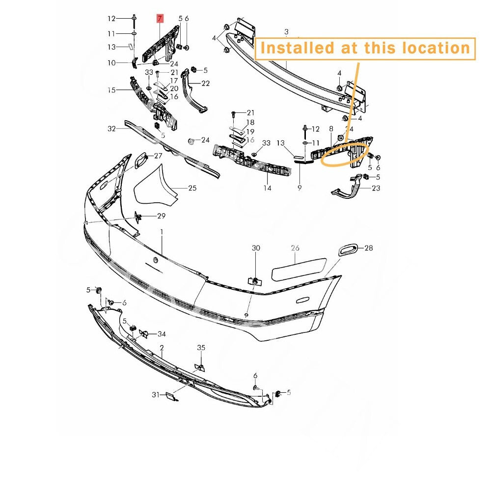Right rear bumper bracket for Bentley GT Coupe 16-19 (3W3807394F-)