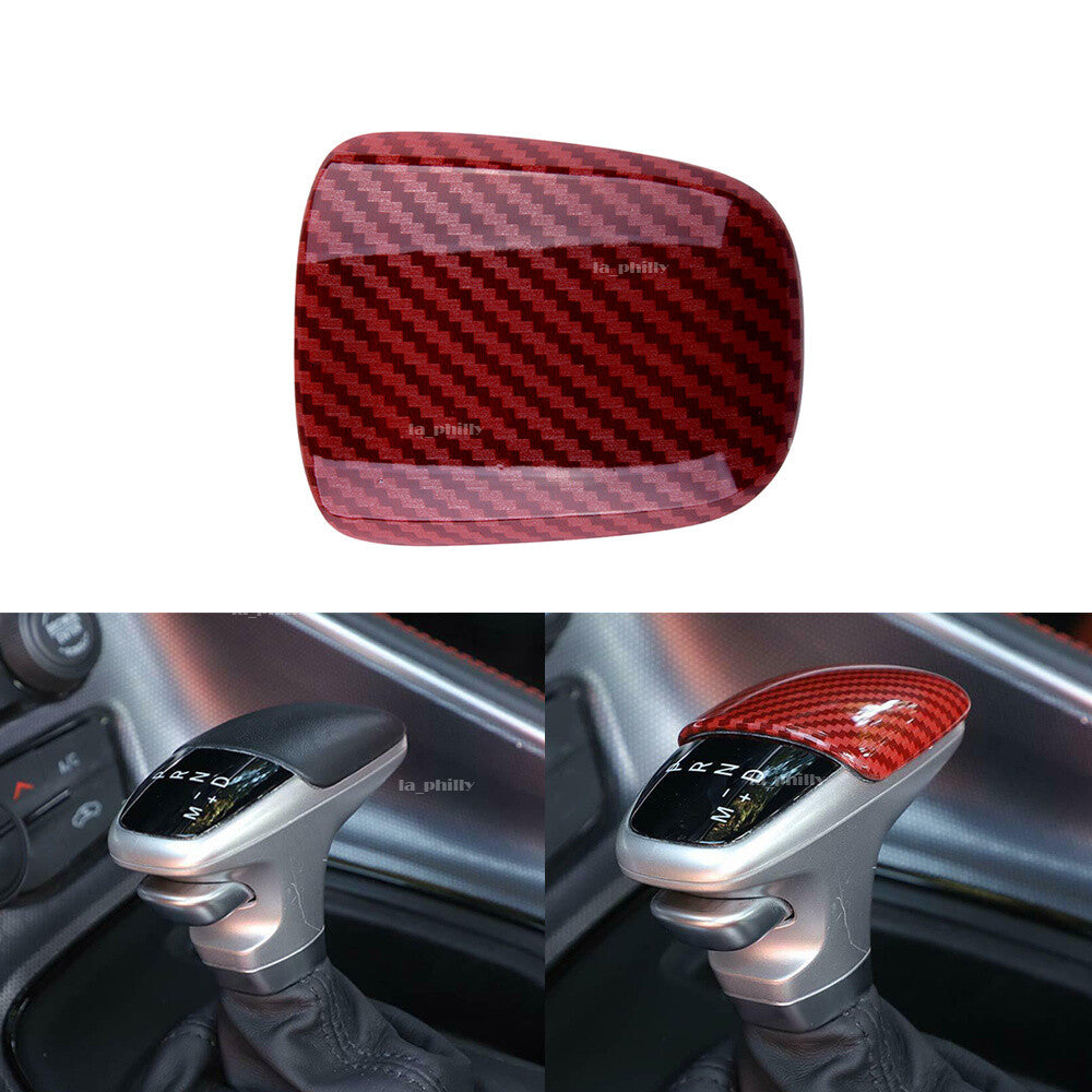 Gear Shift Knob Cover Trim Red Carbon Fiber for Dodge for Challenger for Charger 2015-19