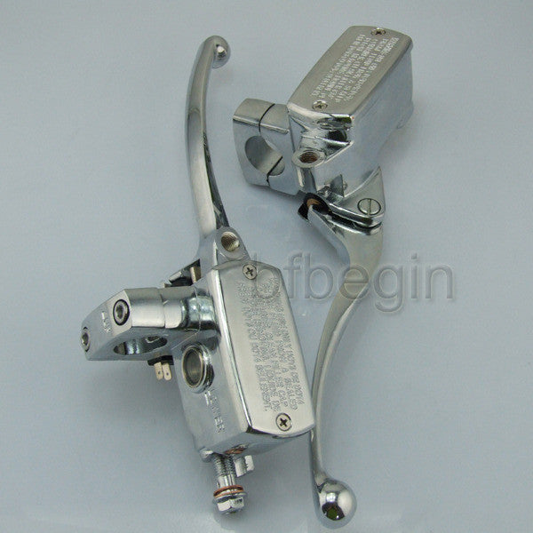 Motorcycle 1-inch handlebar hydraulic brake master cylinder and clutch lever chrome alloy