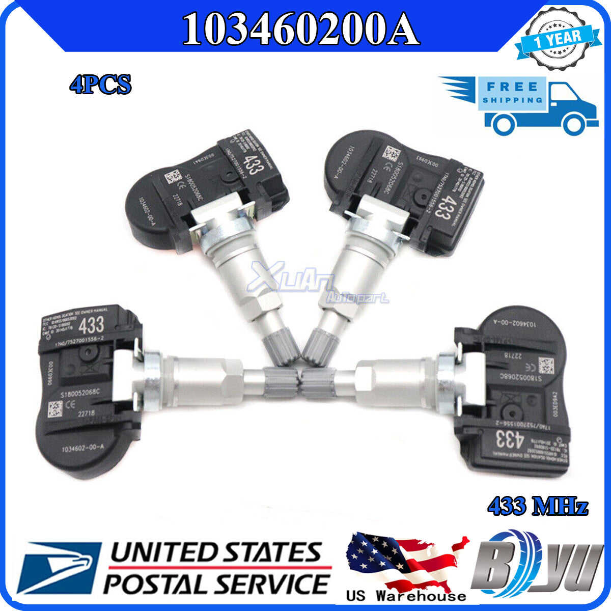103460200A Set of 4 433MHZ TIRE PRESSURE SENSOR TPMS FIT for TESLA MODEL 3 S X
