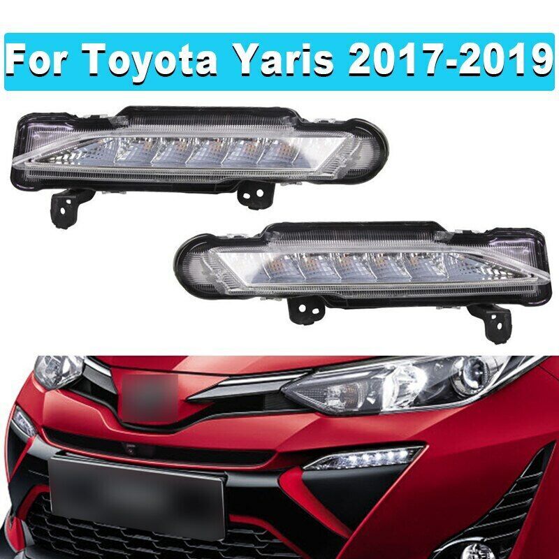 A pair of front DRL daytime running lights and fog lights are suitable for Toyota Yaris 2017 - 2019