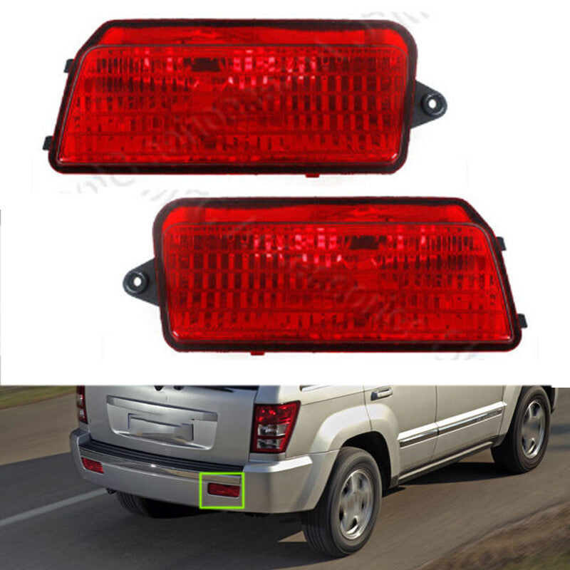 For 2005-2009 for Jeep Grand Cherokee Pair Rear Bumper Reflector Light Fog Lamp