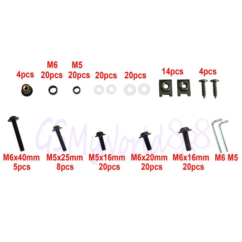177pcs Body Fairing Bolt Fit For GSXR 600 1000 GSF1200 1250S SV RG GS 750 GSX TL