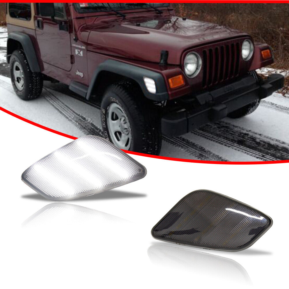 Two smoke-white front fender side marker parking lights for the 1997-06 for Jeep for Wrangler .