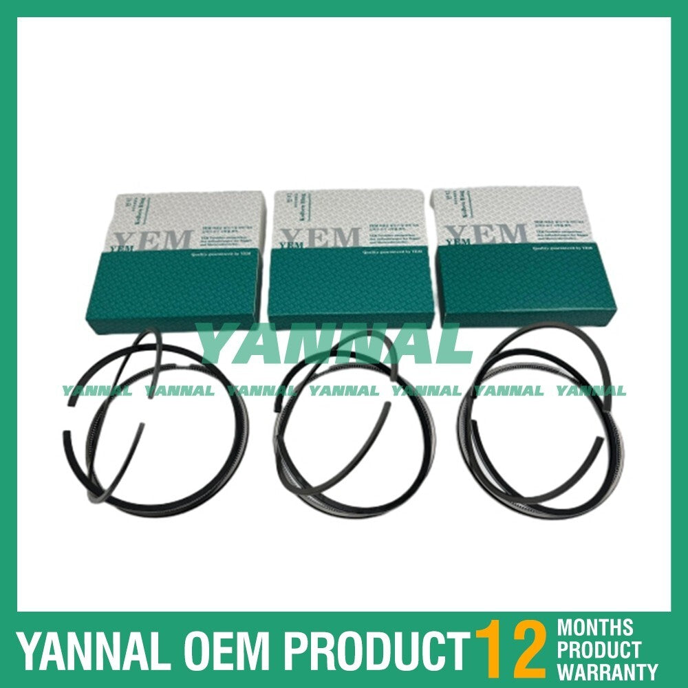 3-piece D1105 piston ring set, STD 78 mm, for Kubota F2680, B92, B2401, and B2601 tractors.