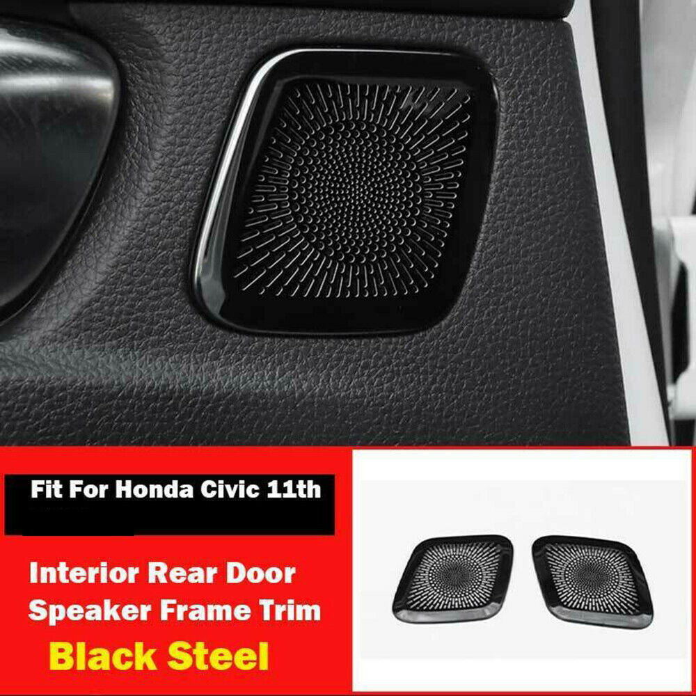 for Honda for Civic 2022-2023 Black Titanium Inner Rear Door Horn Frame Cover Trims