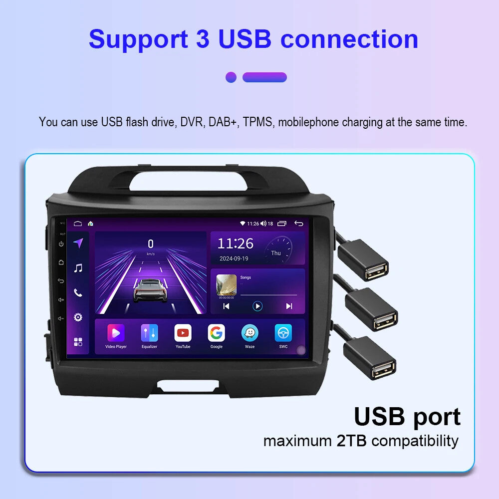 Android Car Radio for KIA Sportage 2011-2016 Auto GPS Multimedia Player Screen