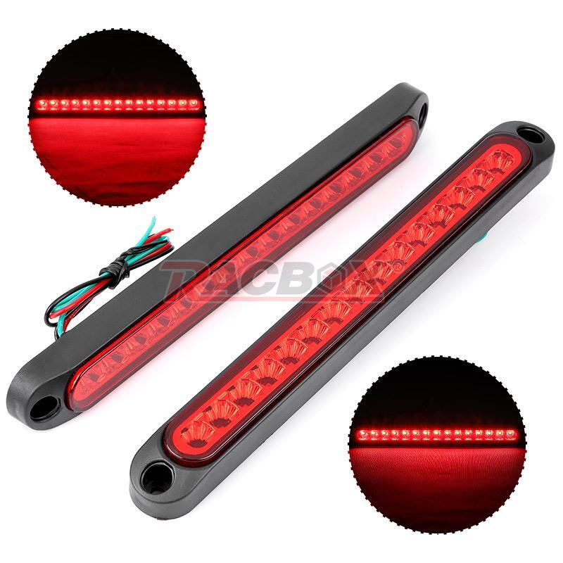 2x 10 Red 15 LED Sealed Truck Trailer Strip Brake Rear Stop Turn Tail Light Bar