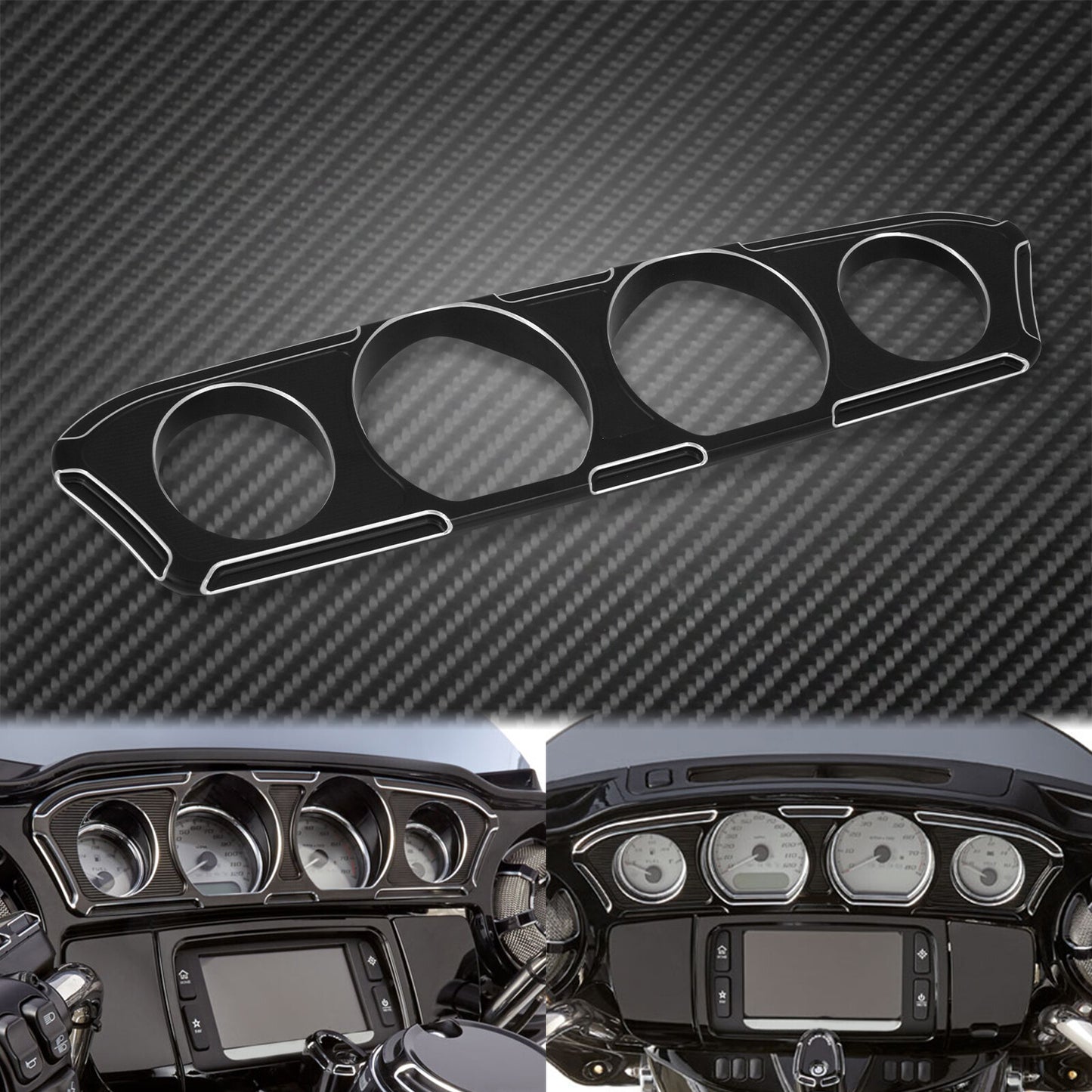 Black Inner Fairing Gauge Panel Trim Cover Fit for Harley Touring Glide 2014-22