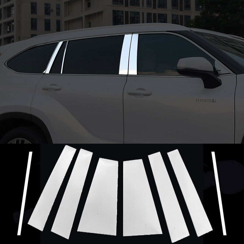 Chrome Pillar Panels for Toyota Highlander 2020-2024 8pc Set Door Trim Cover New