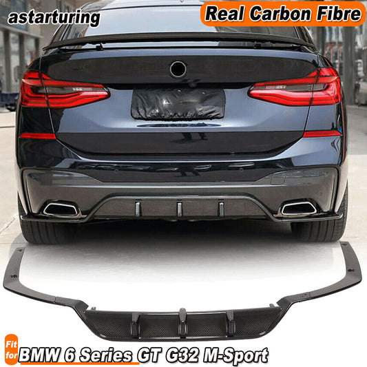 for BMW 6 Series GT G32 M-Sport Carbon Fiber Rear Bumper Diffuser Lip Spoiler