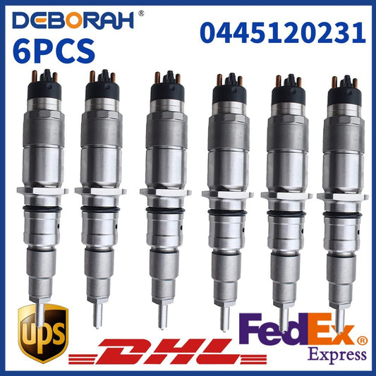 6X Fuel Injectors 0445120231 For 5263262 Komatsu PC200-8 QSB6.7 QSB5.9