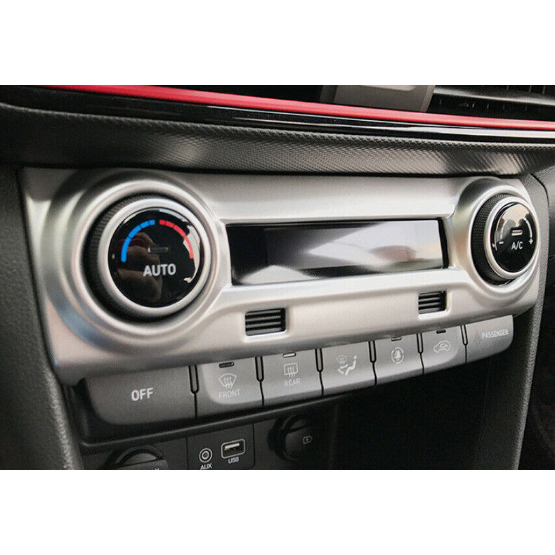 for Hyundai Kona 2018-2022 Silver Car Inner Central Console AC Switch Frame trim