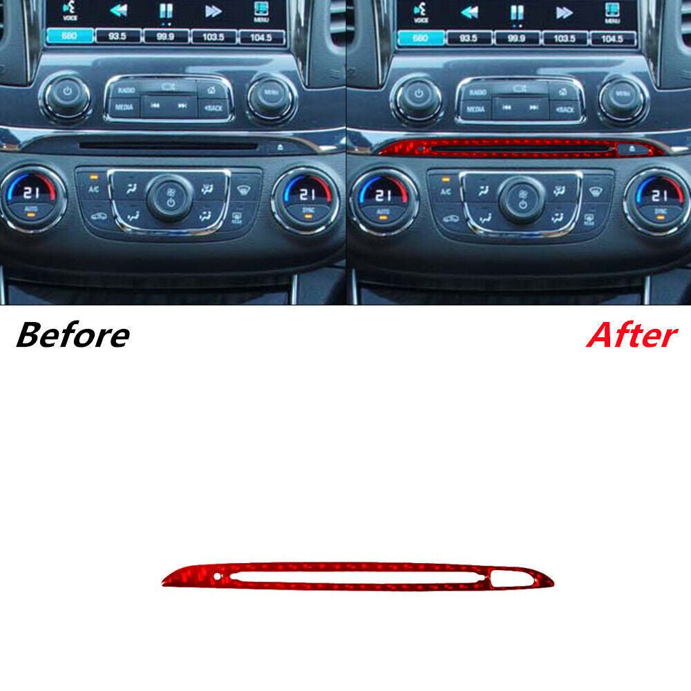 Red CD Frame Panel Trim Cover Carbon Fiber Interior for Chevy Impala 2014-2020