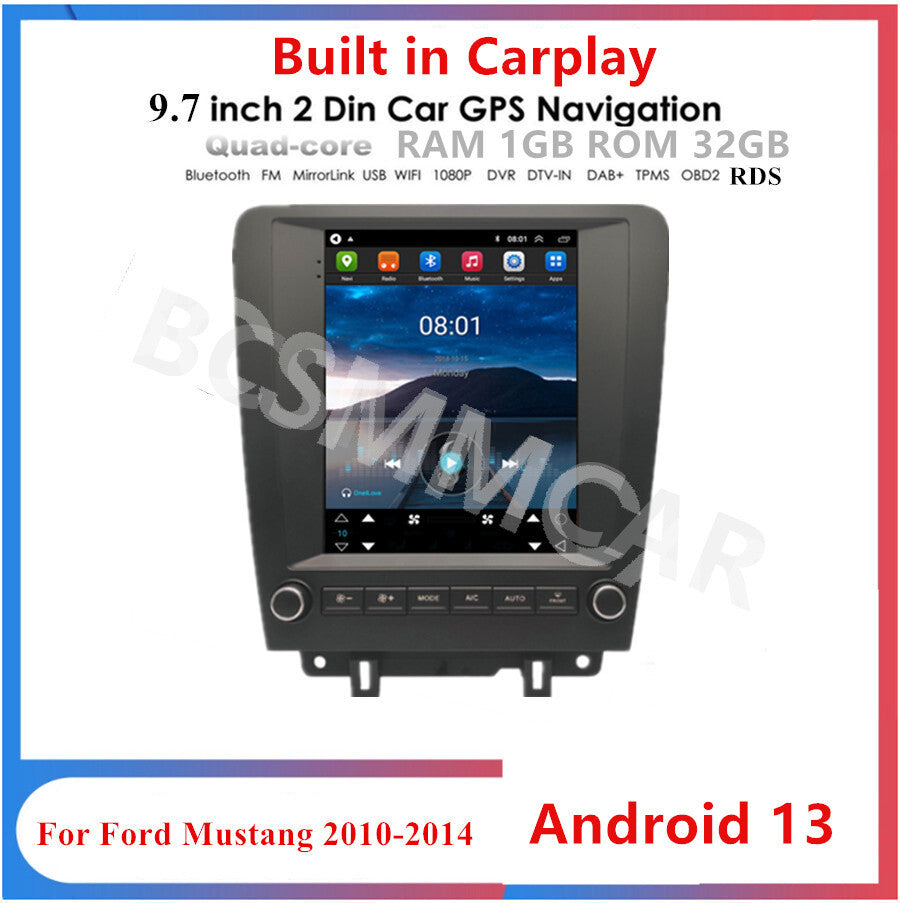 For Apple CarPlay Android 13 Car Stereo Radio GPS Fit For 2010-2014 for Ford for Mustang