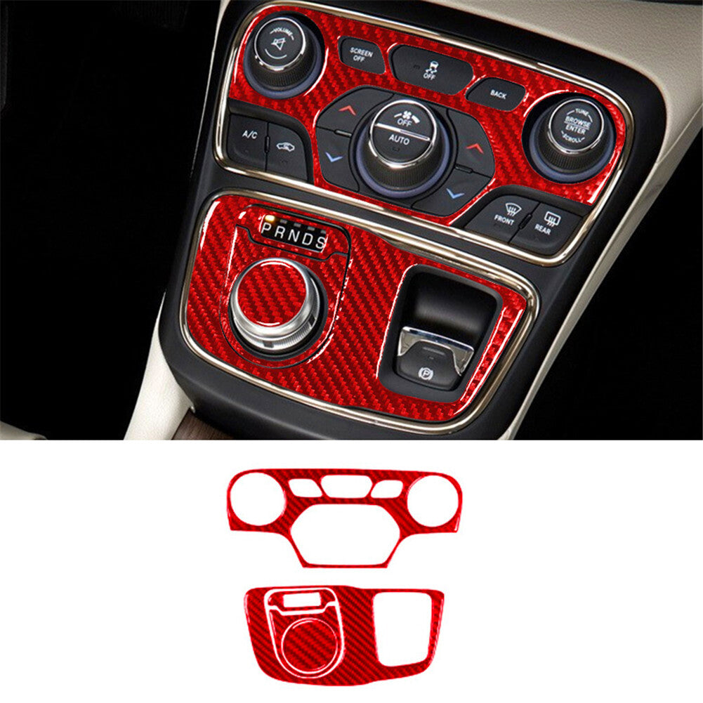 5X Red Carbon Fiber Center Console Inner Cover Trim for Chrysler 200 2015-2017
