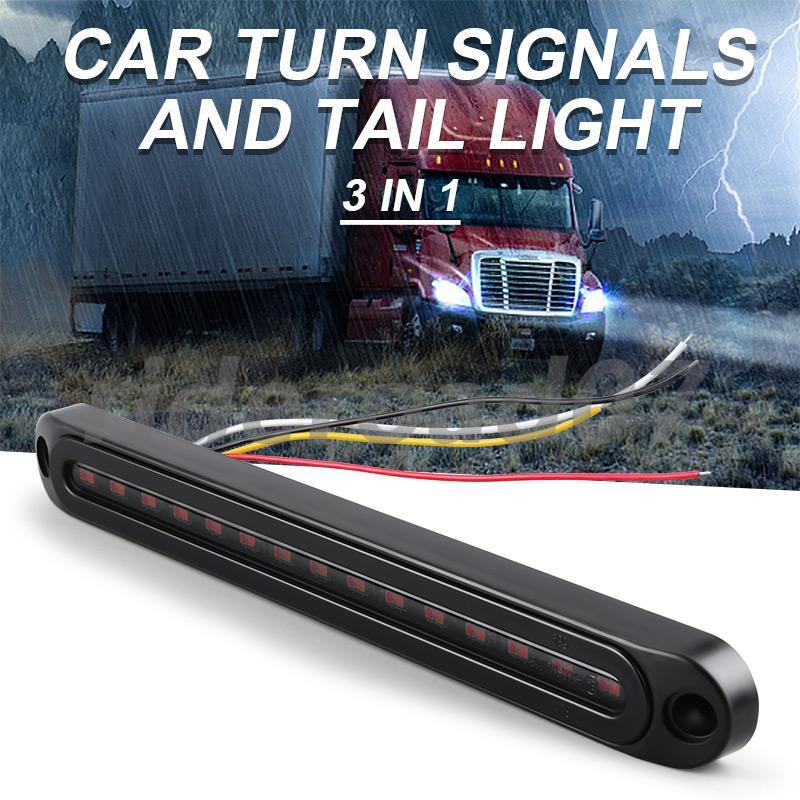 2X 10 LED Tail Stop Brake Flowing Turn Signal Light Bar DRL Strip Truck Trailer