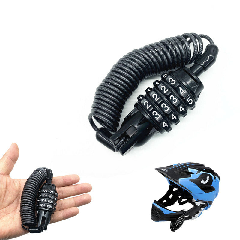 Black Combination Lock Cable Locking Chain Secures Motocycle Helmet Anti-theft