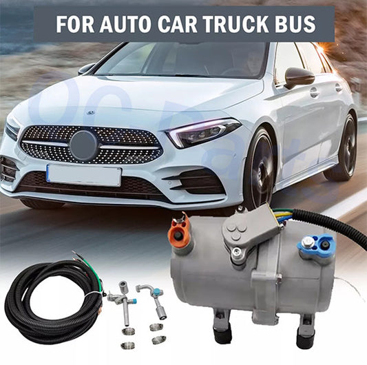 DC air conditioning kit for cars, trucks, and buses - 12V electric compressor with A/C function.