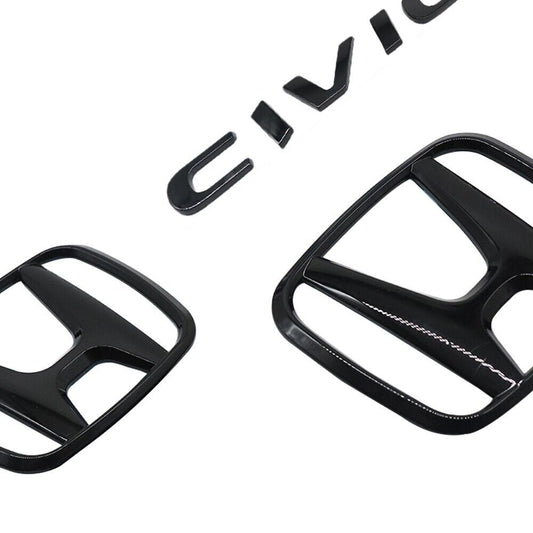 1 Double H+ for CIVIC FC FK Black Gloss Embroidered Badge for CIVIC FC FK 2015-2021 Sticker