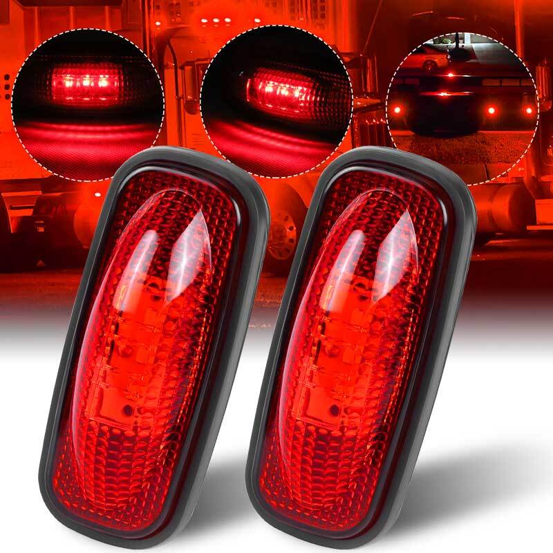 2x Red 3-LED Side Marker Lights RV Truck Trailer Clearance Light Lamp Waterproof