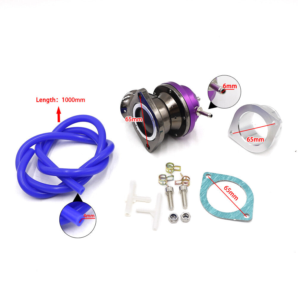 Universal Car Billet Aluminum Turbo Blow Off Valve+2.5 BOV Flange Pipe Blue