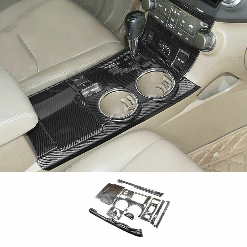for Toyota Highlander 2008-13 Carbon Fiber Central Console Gear Shift Panel Trim