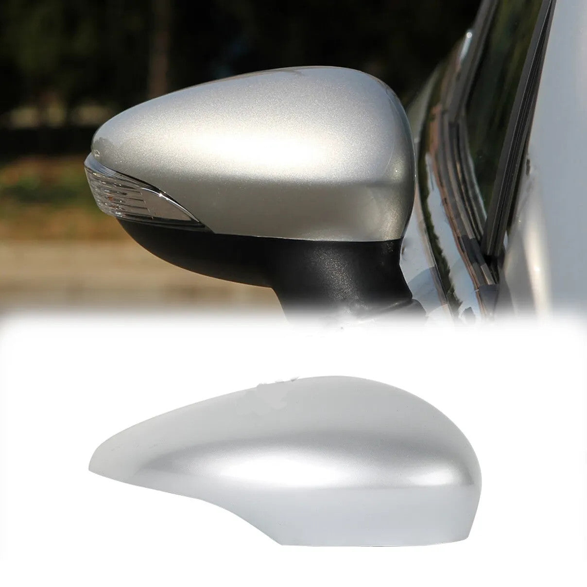 Silver Right Passenger's Side Rear Mirror Cap Cover for Ford Fiesta 2009-17