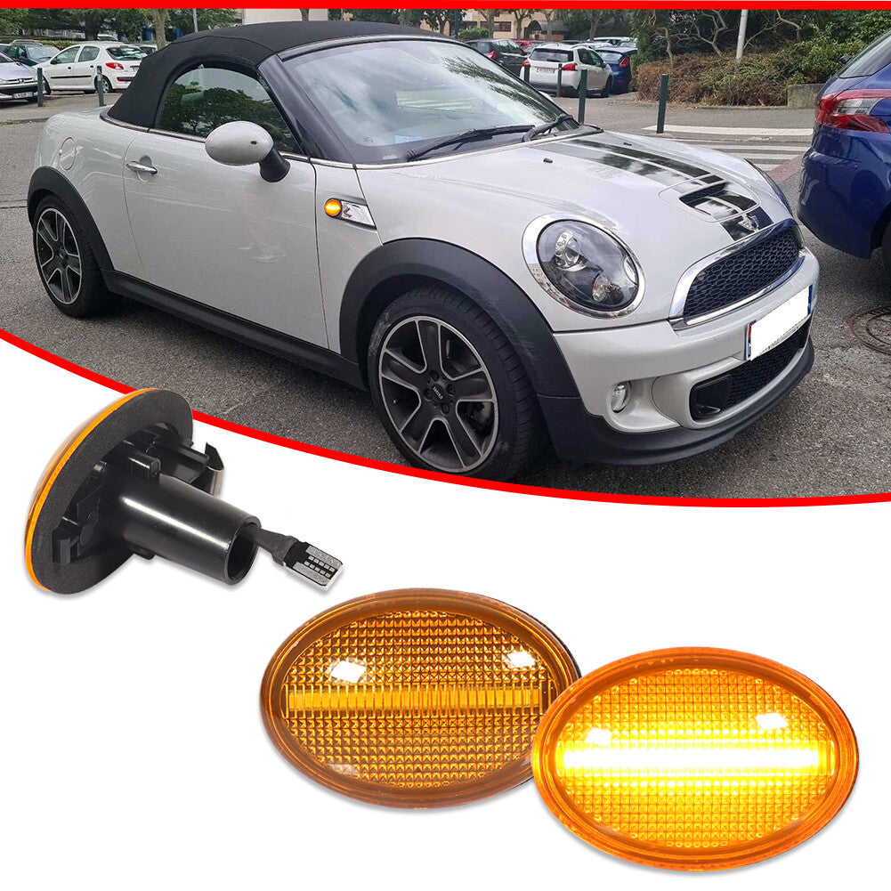 Yellow lens, amber LED, fender side marker lights for Mini Cooper R55 R56 R57 R58 R59