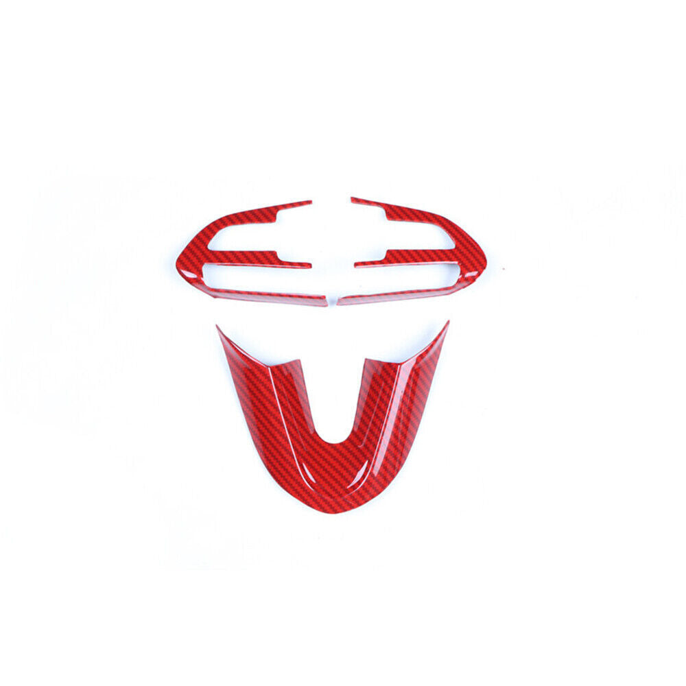 Steering Wheel Button Frame Trim 3 for Cadillac XT4 2018-2023 Red Carbon Fiber