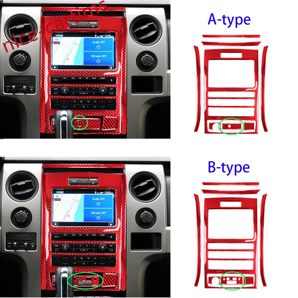 for Ford F150 2009-14 Carbon Fiber Center Console Panel Navigation CD Panel Trim
