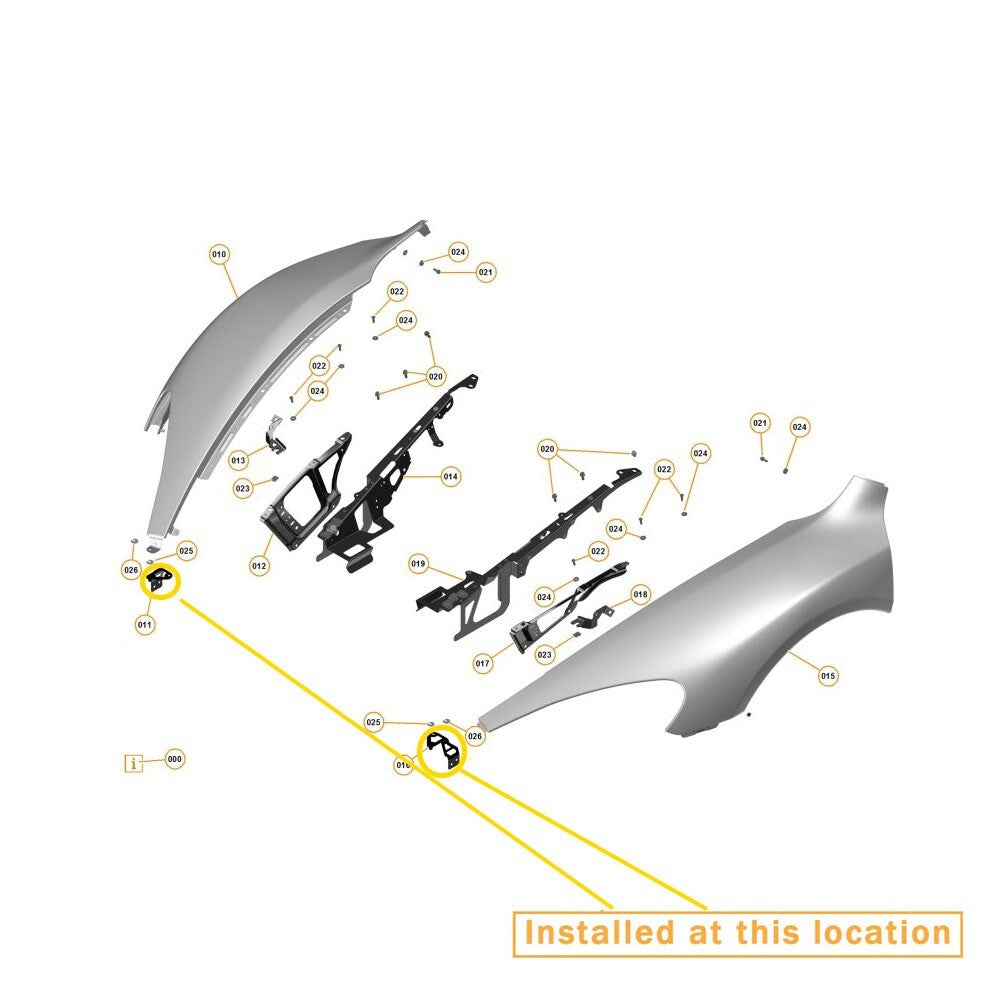 Equipment Manufacturer ( ) Fender Reinforcement Bracket Kit for McLaren 650 and 675: 11A7623CP 11A7622CP