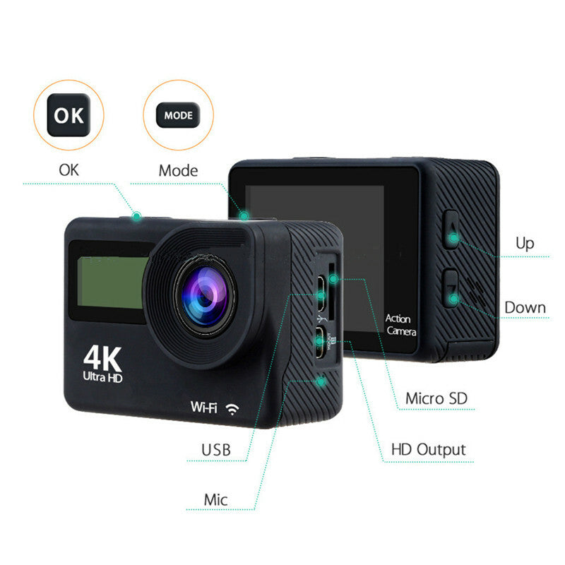 4K Camera Dual Screen WIFI Dual Screen Motobike Helmet Waterproof Cover Sport DV