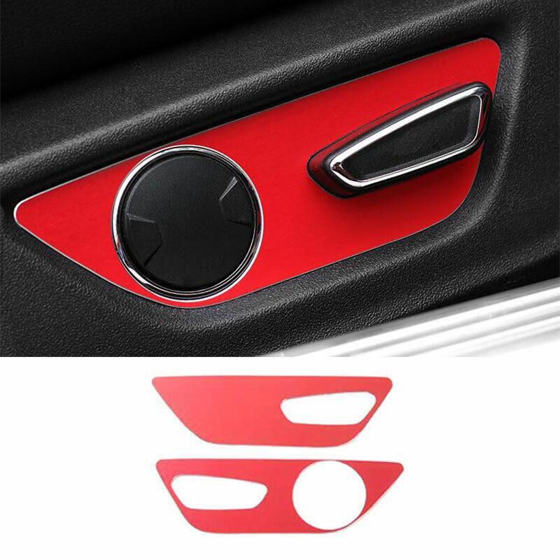 for Ford for Mustang 2015-2022 Red Aluminum for Seat Button Handle Panel Cover Trim 2PCS