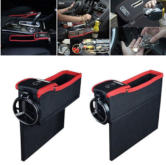 Car driver's for seat storage organizer with cup coil pocket on the left side - universal fit