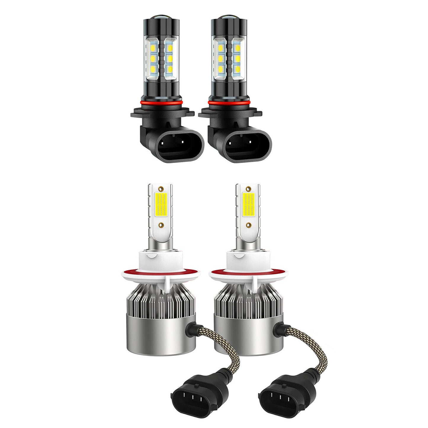 Fog Light + 8000K LED Headlight Hi/Lo For 2004-2014 for Ford F-250 4X Bulbs Combo