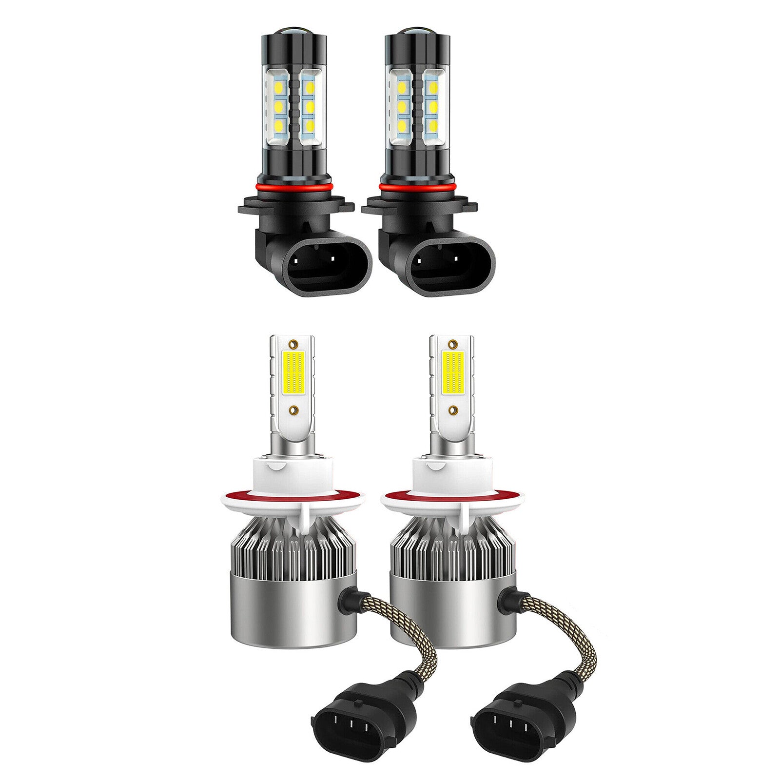 Fog Light + 8000K LED Headlight Hi/Lo For 2004-2014 for Ford F-250 4X Bulbs Combo